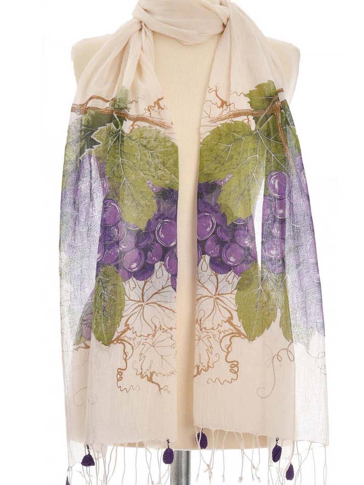 Sciarpa in cotone nero a forma di uva per la vendita all'ingrosso da parte di Dosimira