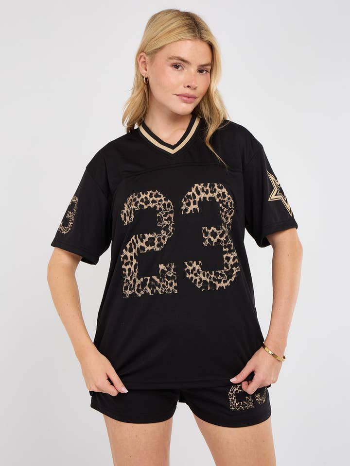 AX Labels - Wholesale Top & Short Set (NOT Loungewear) - Women's - Leopard Print 23 T-Shirt With Shorts Co-ord45