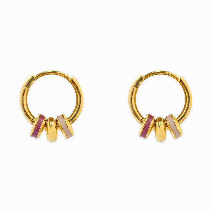 Sessori - Wholesale Hoop Earrings - Color Rondelle Ring Link Hoop Earrings0