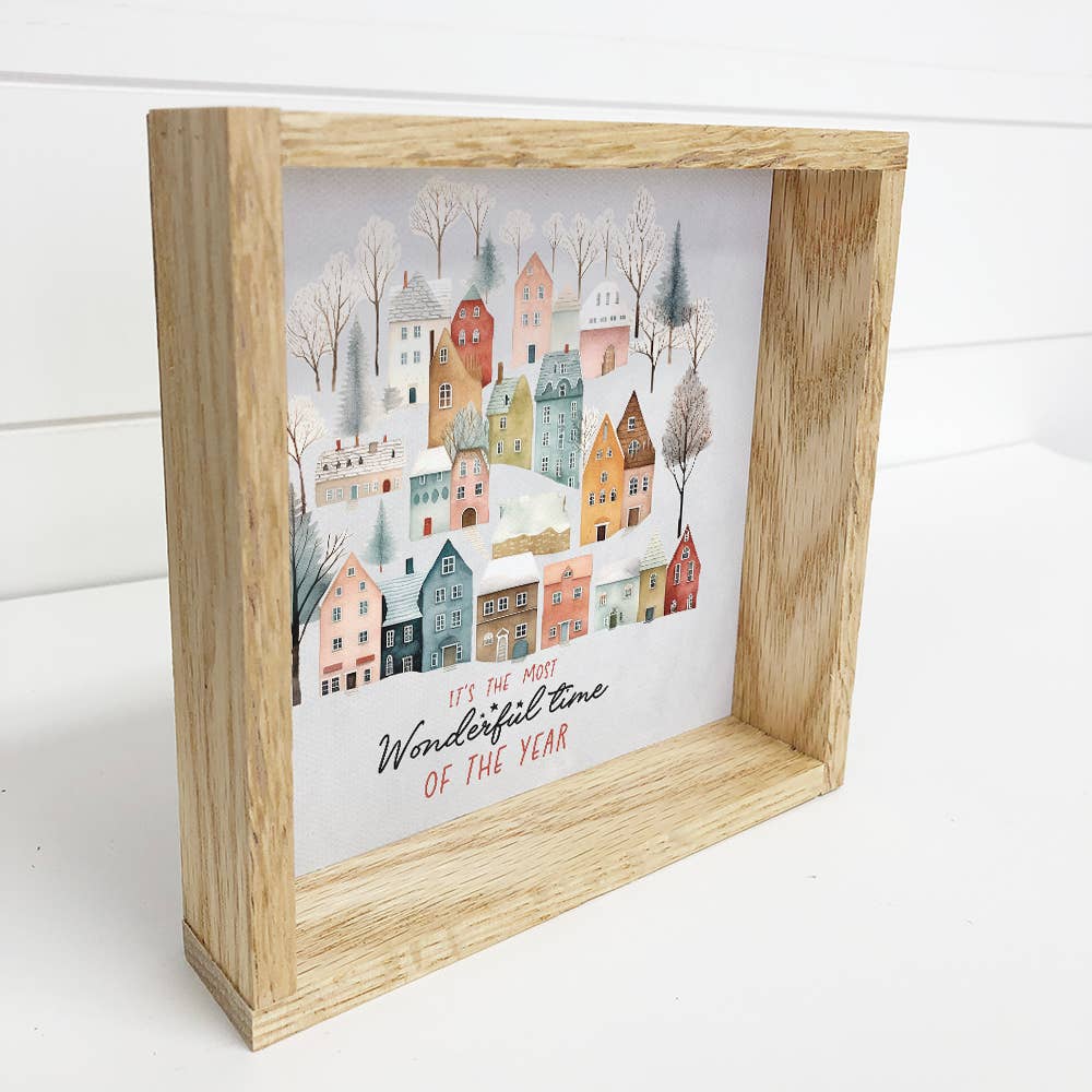 Hangout Home - Wholesale Sign - Hygge It's the Most Wonderful Time Houses - Rustic Holiday1