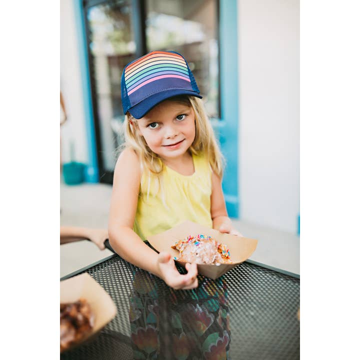 Wild Child Hat Co - Wholesale Kids Hat - Kids - Blue Rainbow Toddler Trucker Hat1