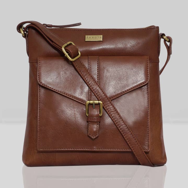 'HOXTON' Brown Vintage Leather Crossbody Shoulder Sling Bag for wholesale by Assots London