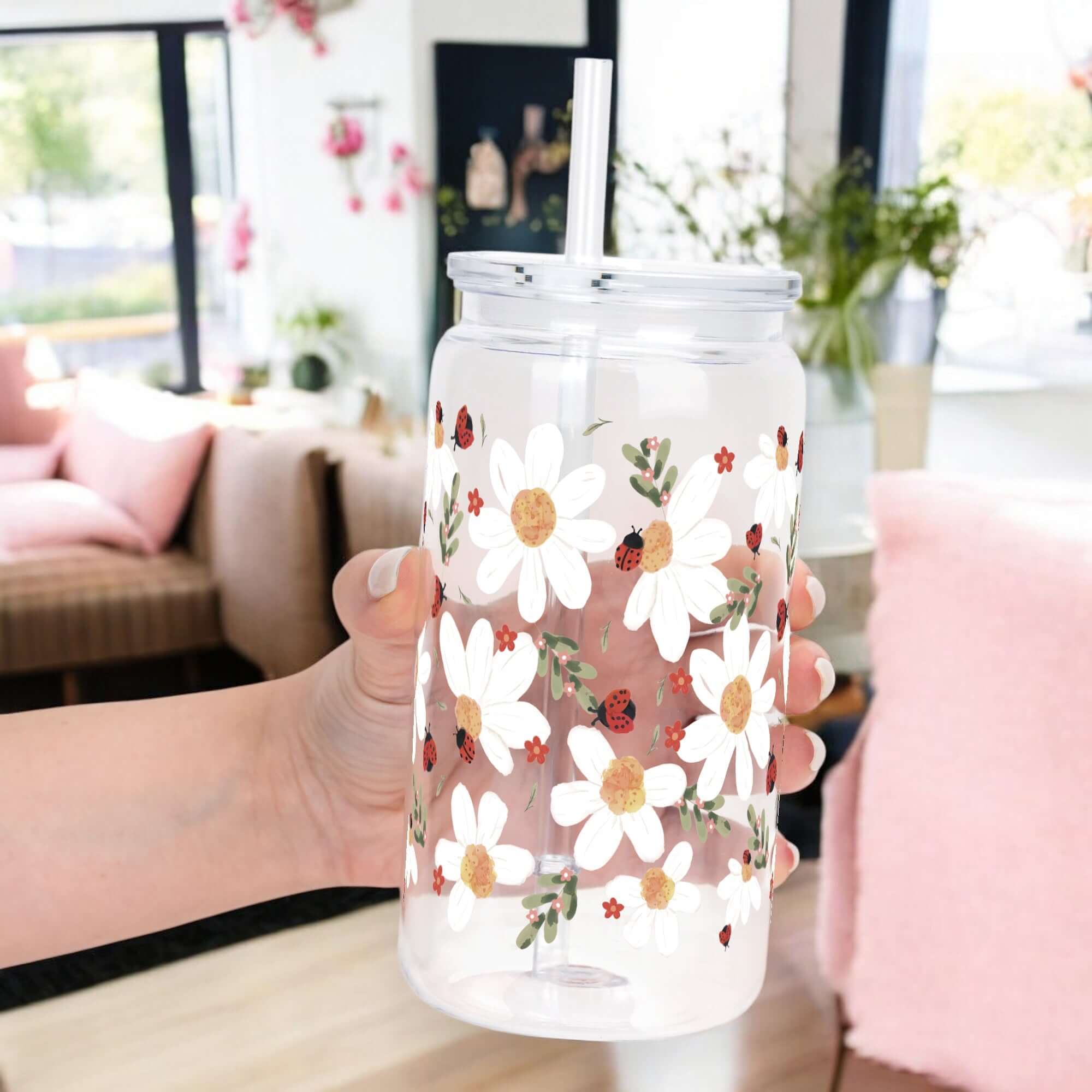 Sip-Sip Hooray! - Vendita all'ingrosso Bicchiere/tazza - Tazza Margherita & Coccinella con Coperchio e Cannuccia1