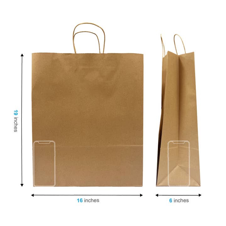 Kis Paper - Wholesale Gift Bag - Queen 16x6x19.25 inches Kraft Paper Bag Twist Handles