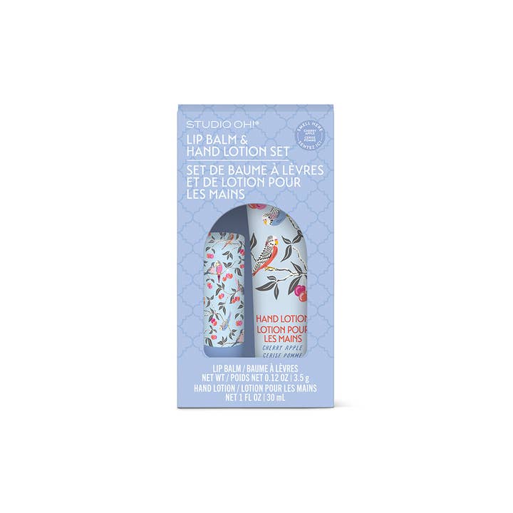 Studio Oh! - Wholesale Lip Balm Set - Birds in the Cherry Tree Lip Balm & Hand Lotion Set