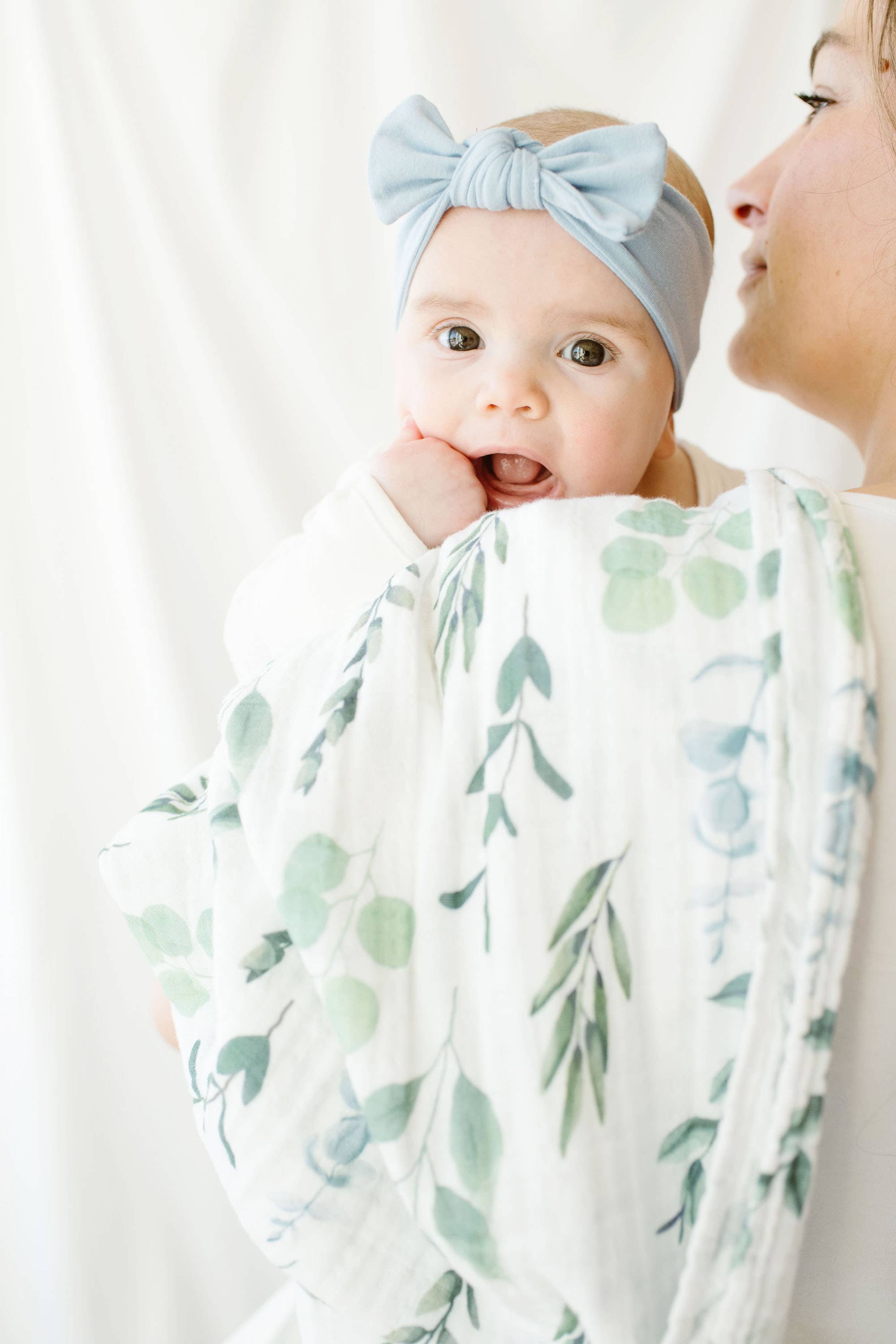 Fawn & Foster - Wholesale Swaddle - Baby - Organic Muslin Gauze Swaddle Receiving Blanket | Sage Leaves3