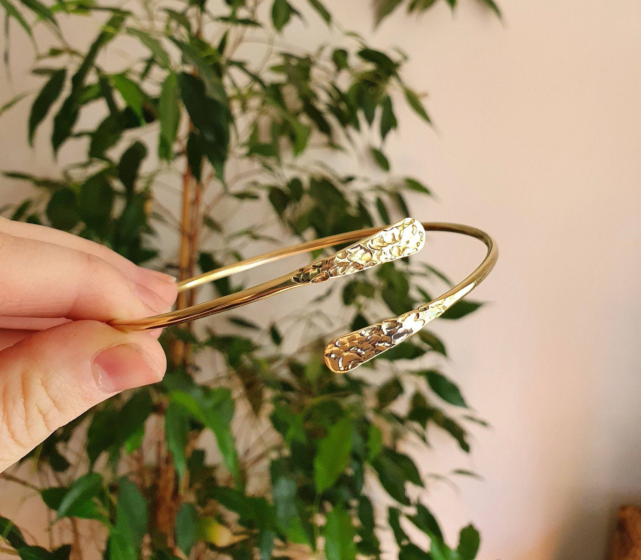 Kaali Boutique - Wholesale Cuff Bracelet - Hammered Brass Arm Bracelet / Boho / Tribal / Spiral / Bangle/ Ethnic / Rustic / Bohemian / Hippie / Body jewellery / Psy / Adjustable3