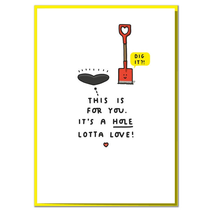 Mungo And Shoddy – wholesale Love card – This is for You. It's A Hole Lotta Love! Funny Cute