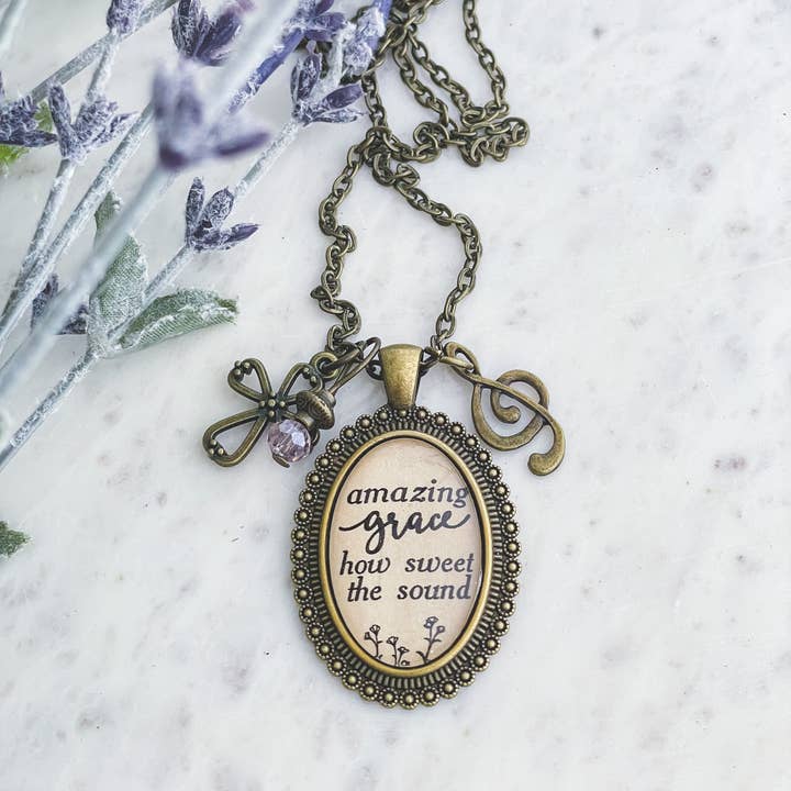Ivy Barn Designs - Wholesale Pendant/Charm Necklace - Amazing Grace hymn necklace Christian jewelry