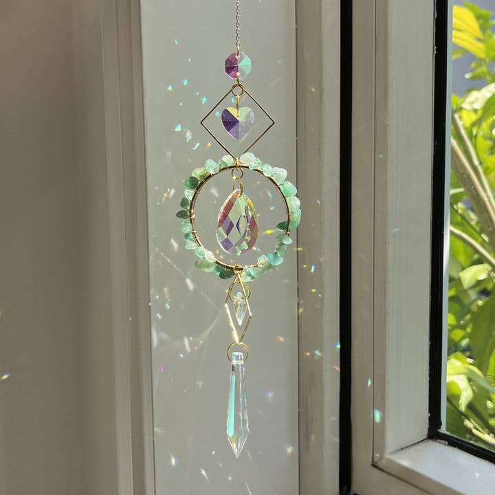 Dipped Shop - Wholesale Suncatcher - Colorful Stone Cross Crystal Home Hangings DP25A9279