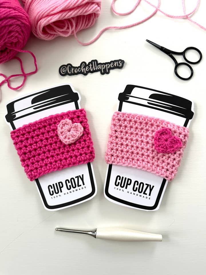 Cozies Cozies en forme de cœur, lot de 5, fabriqué sur commande pour la vente par Crochet Happens