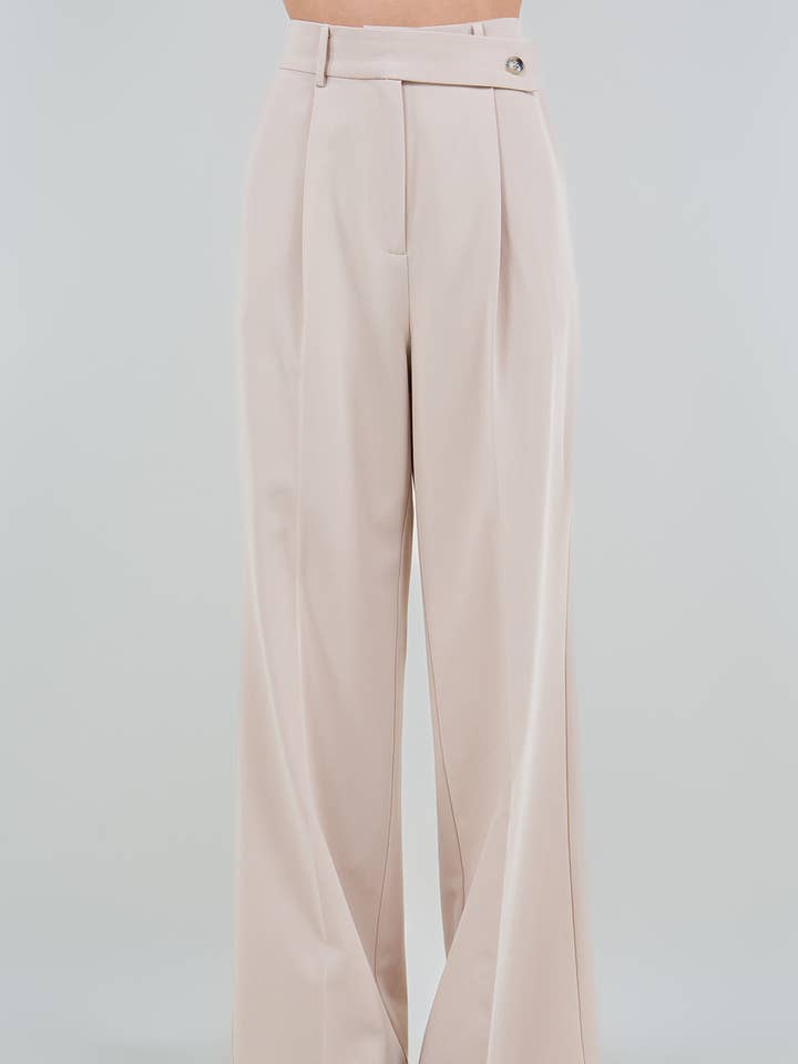 Beige HOSE MIT KONTRASTFARBENER FLIP-TAILLE für den Großhandel auf Faire0