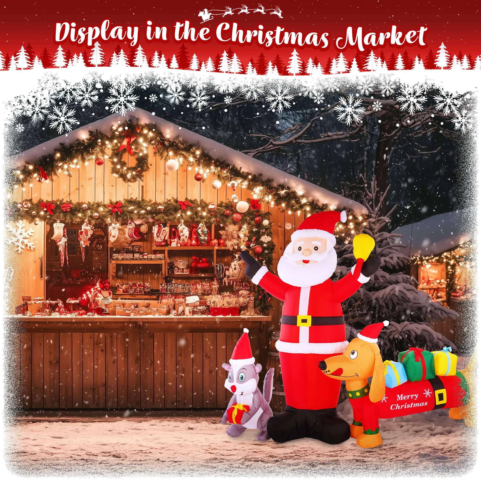 G128 - Wholesale Christmas Decoration - Inflatable Santa Claus with Dog and Raccoon, Christmas Decor4