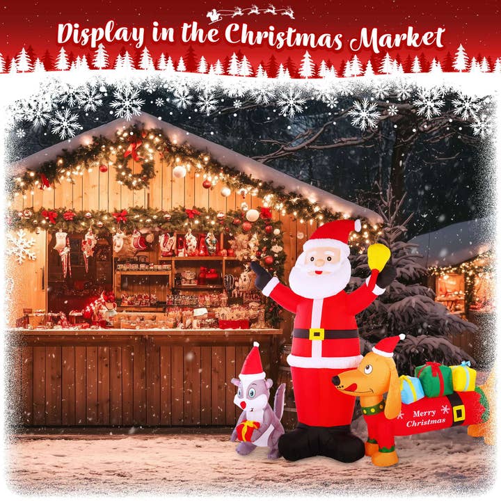 G128 - Wholesale Christmas Decoration - Inflatable Santa Claus with Dog and Raccoon, Christmas Decor4