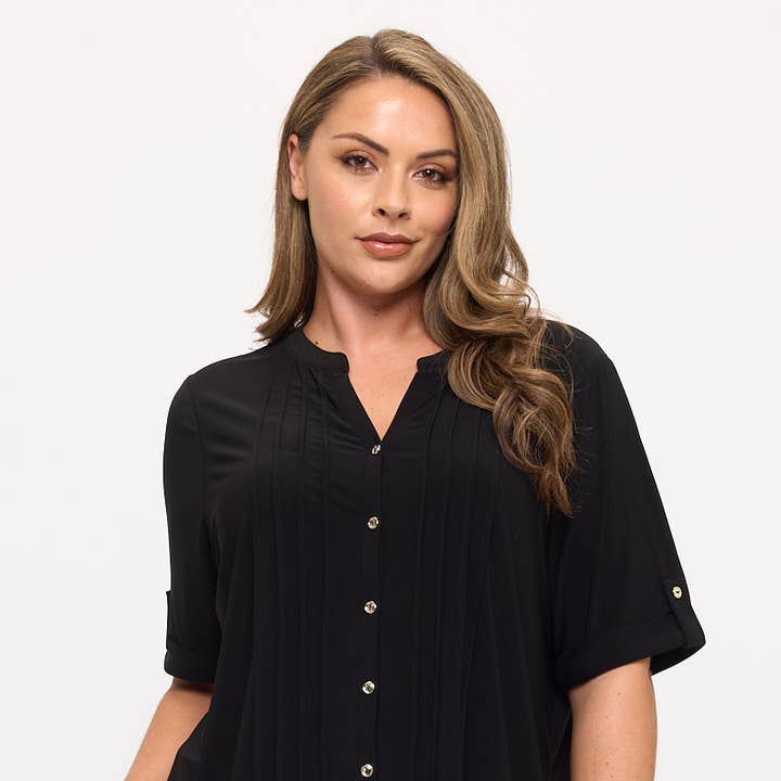 PLUS FULL PLACKET PLEAT SHIRT for wholesale by Perseption