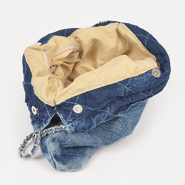 3AM BY H&D ACCESSORIES - Wholesale Shoulder Bag - Women's - Quilted Washed Denim Chain Bag
