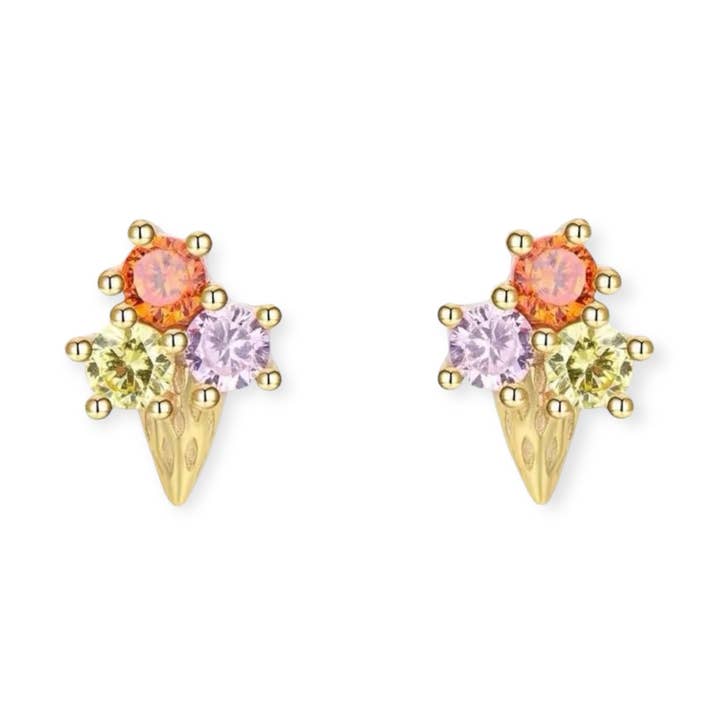 Ice Cream Cone Tiny Stud Earrings 💧 for wholesale by Georgina Nicol