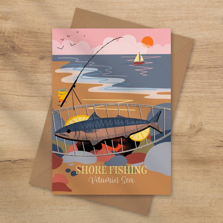 Onneke – wholesale Everyday greeting card – Shore fishing Vitamin sea card - coastal card
