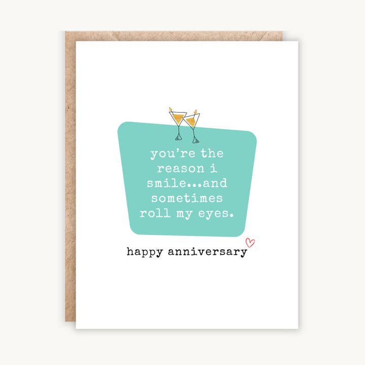 You're the reason i smile...roll eyes anniversary card for wholesale by Jolly Rae