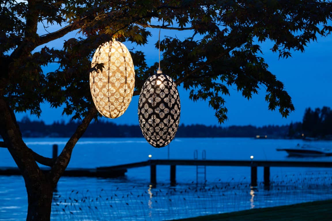 Allsop Home & Garden – Engroshandel Udendørs/havelampe – Stella Nova Udendørs Pendellys - Geo Palm 22" Midnat11