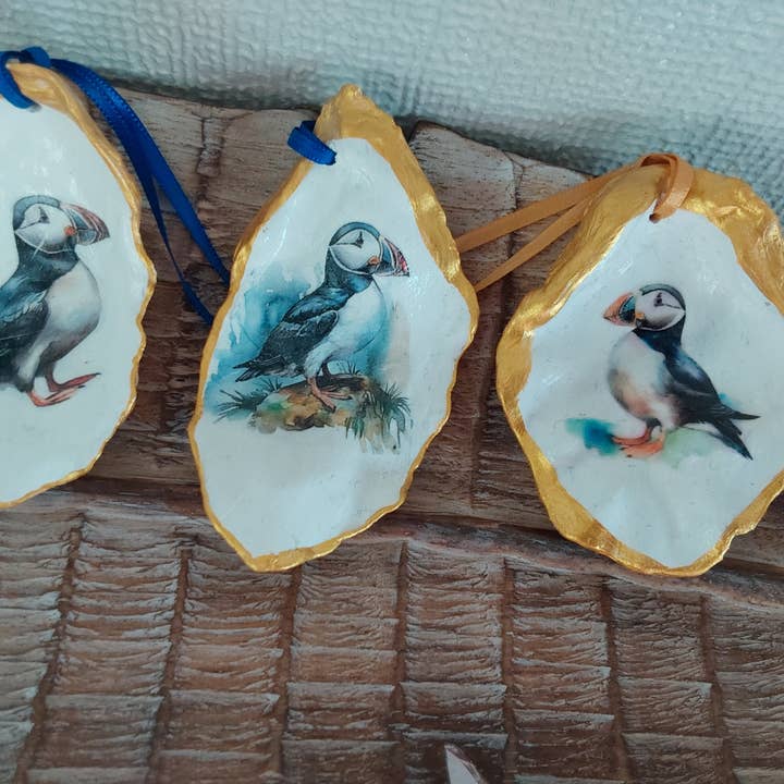 Bee my Oyster - Venta al por mayor Conjuntos de adornos - Adornos navideños de frailecillos en conchas, juego de 4 piezas3