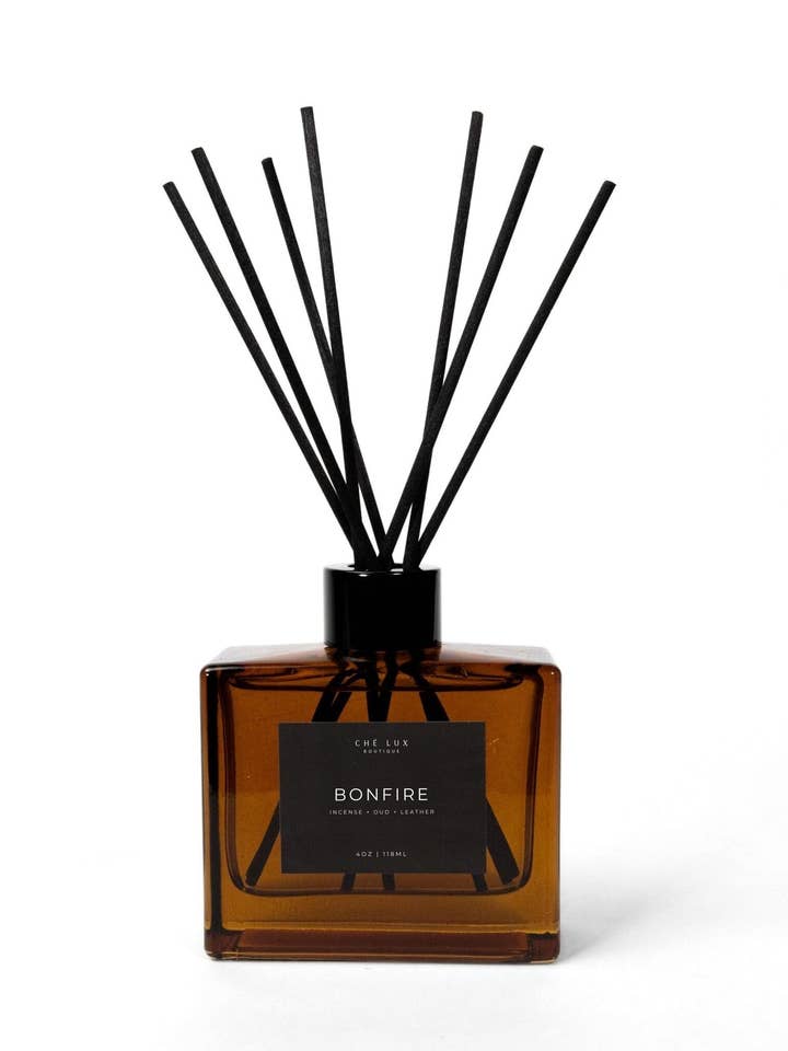 Diffuseur de Parfum Bonfire | Encens + Oud + Cuir - Flacon Ambre 120 ml pour la vente par Chè Lux Boutique