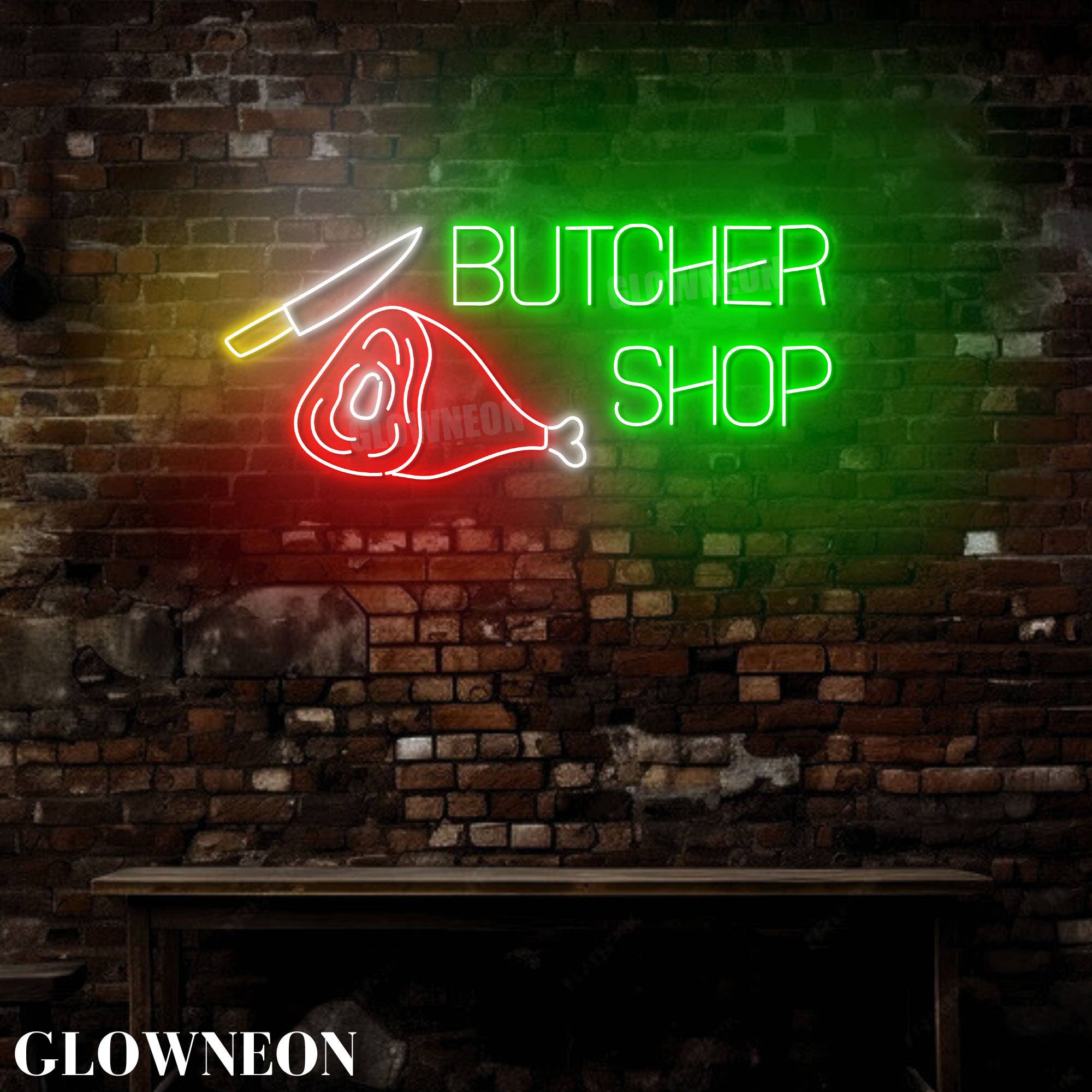Glow Neon - Wholesale Neon Sign - Butcher Shop Wall Neon Light, Meat Shop Butchery Wall Decor2