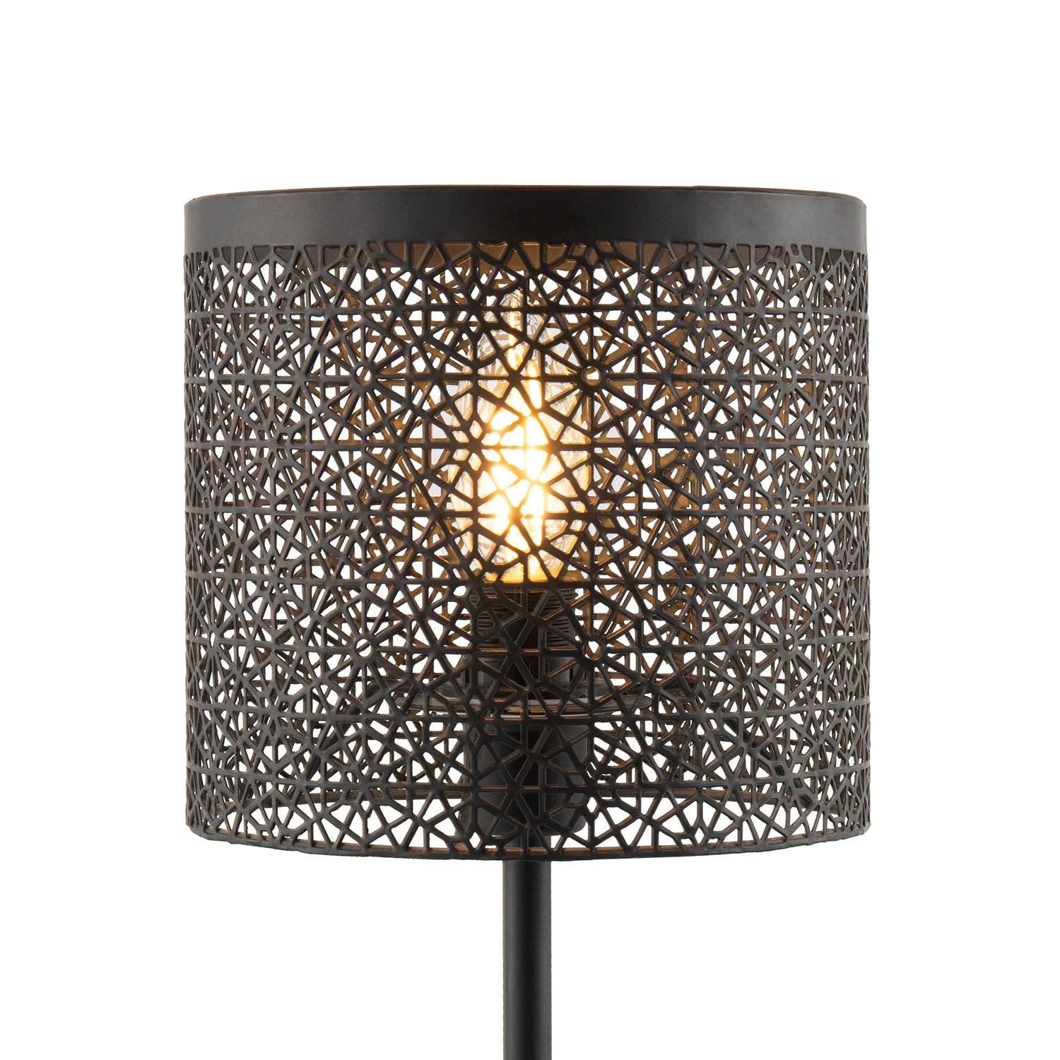Happy Homewares - Wholesale Accent/Desk Lamp - Classic Chic Moroccan Themed Matte Black Table Lamp with Inline Switch2