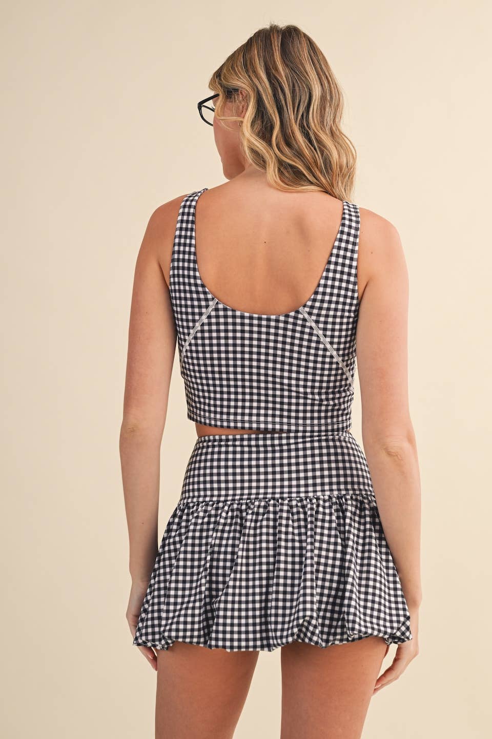 KIMBERLY C - Wholesale Sports Bra - Women's - Gingham Print Aligned Performance Cropped Tank Top7