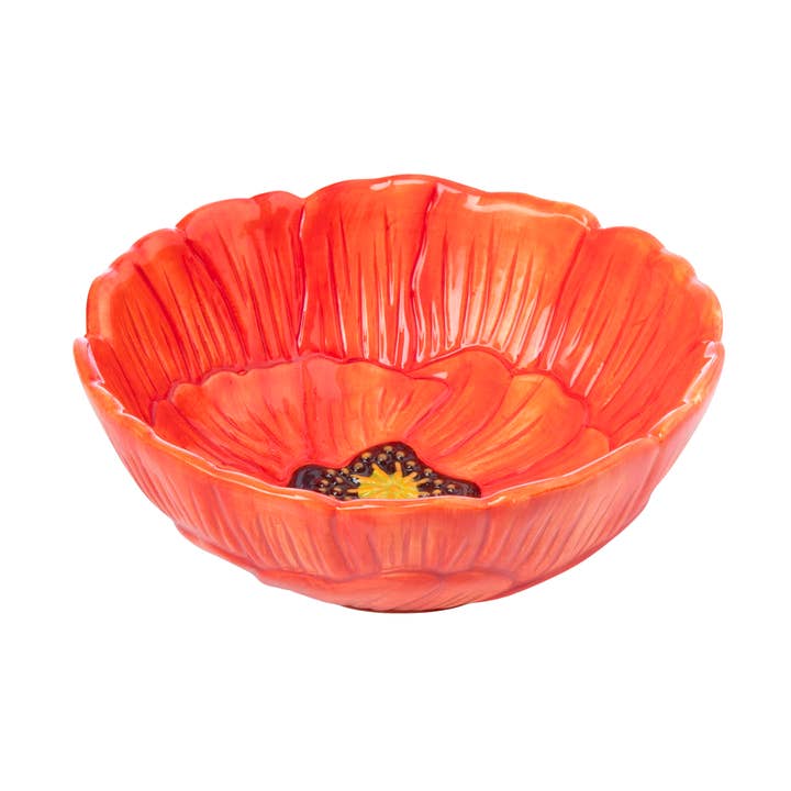 Godinger - Wholesale Bowl - Red Poppy Flower Cereal Bowl