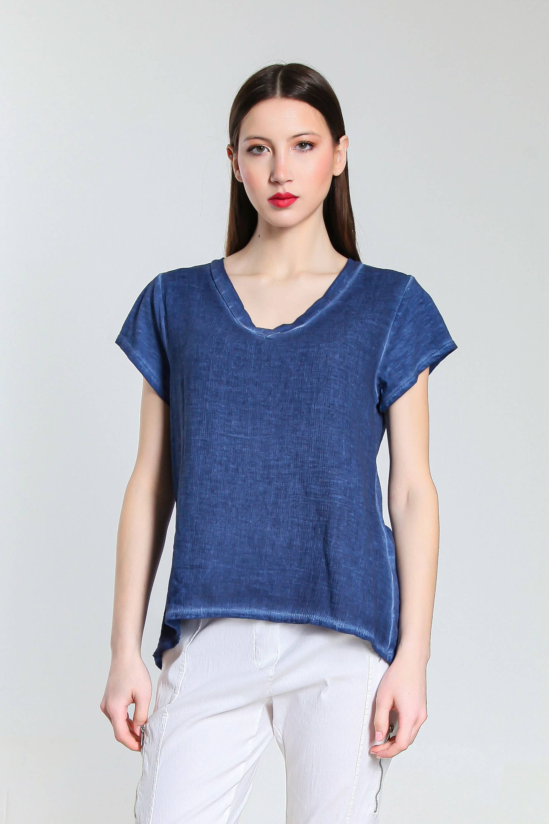 TINA Stephens Italy/Tees By Tina - Wholesale Blouse - Women's - Nola Cotton/Linen V-Neck Top (BSS207)14