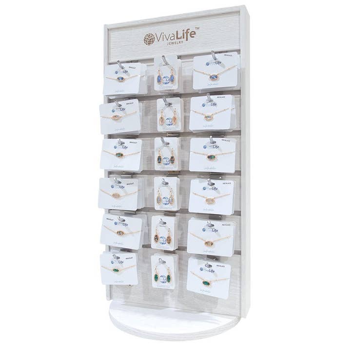 Piano di lavoro a doghe girevoli su 2 lati per la vendita all'ingrosso da parte di World End Imports Jewelry & Gifts