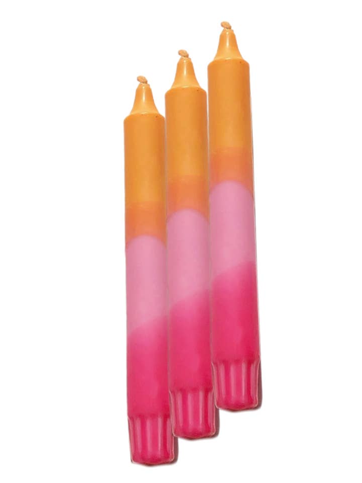 Dip dye taper candles| Peach - pink |Vegan Stearin |DD-103 for wholesale by Galleria Lucia