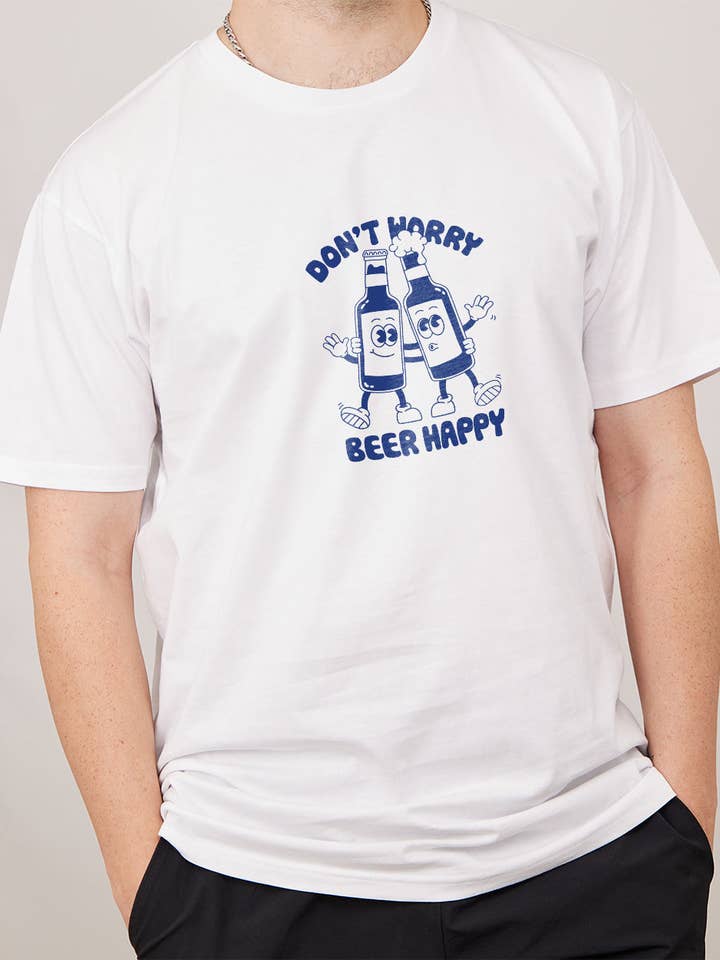 Threadheads - Wholesale Screen printed t-shirt – Men′s - Don't Worry, Beer Happy T-Shirt1