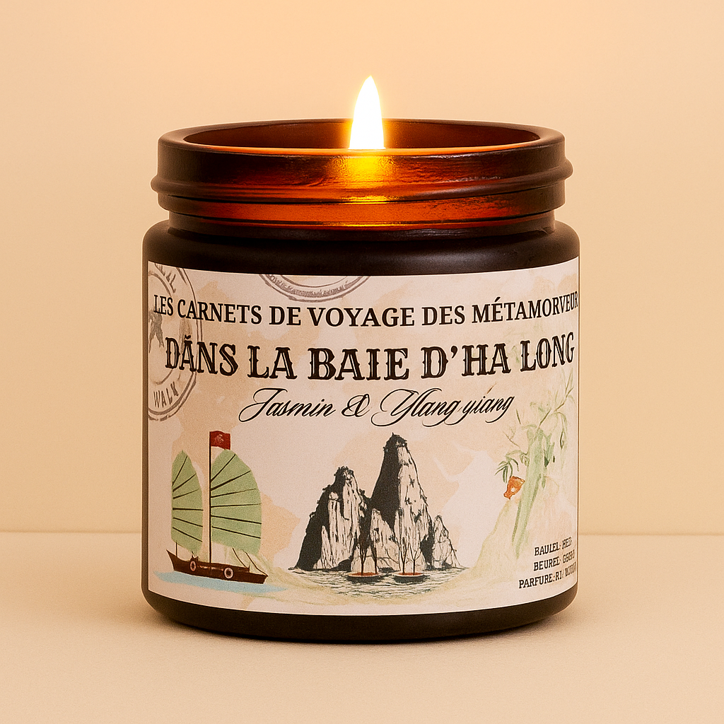 Les Métamor'Fées – Vela em jarro/copo por atacado – Vela na Baía de Ha Long Cadernos de Viagem1