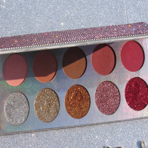 Elise Pink - Wholesale Eyeshadow Palette - Glitter Eyz Eyeshadow Palette with Rhinestones 12
