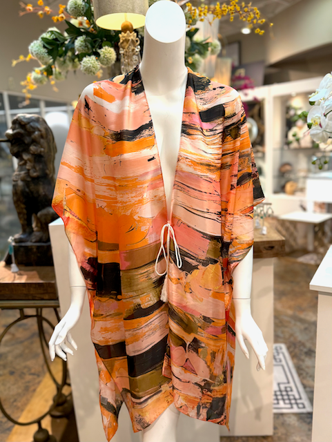 Pretty Persuasions - Wholesale Swim Cover Up - Women's - CP25005 Arte Satin-Feel Kimono Ruana Beach Coverup w/String4