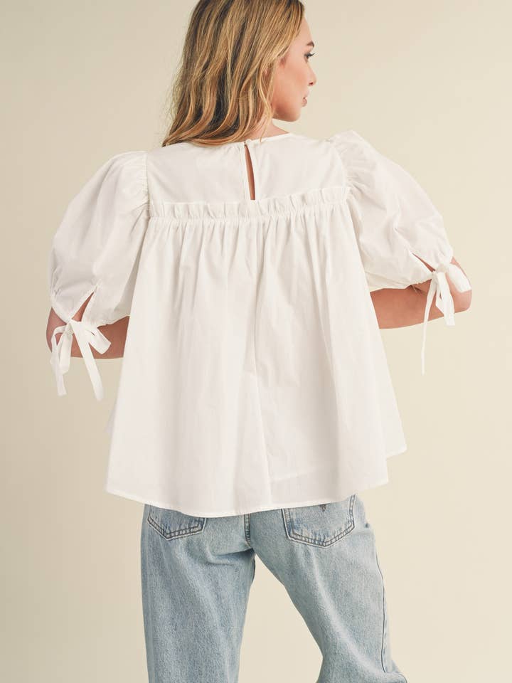 &MERCI - Wholesale Blouse - Women's - TIERED SHIRRING PUFF SLEEVE TOP MTP308152