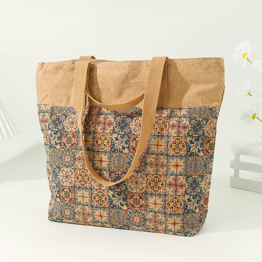 wandf - Wholesale Tote Bag - Women's - Printed Cork material Handbag Shoulder Bag Tote Bag3