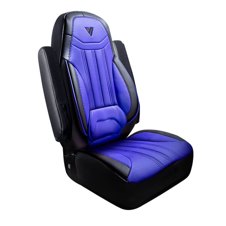 Leather Truck Seat Cover – Black / Blue #2 for wholesale by V-TRUCK CORP