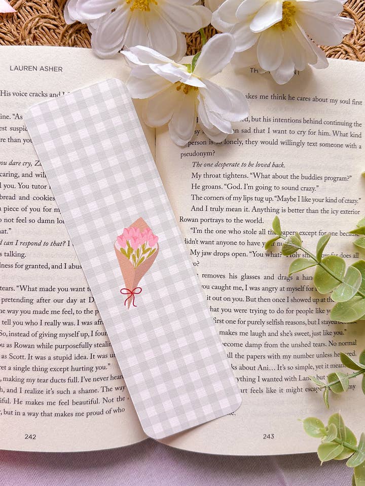 Tulip Bouquet Linen Bookmark for wholesale by BlushedDesigns Co.