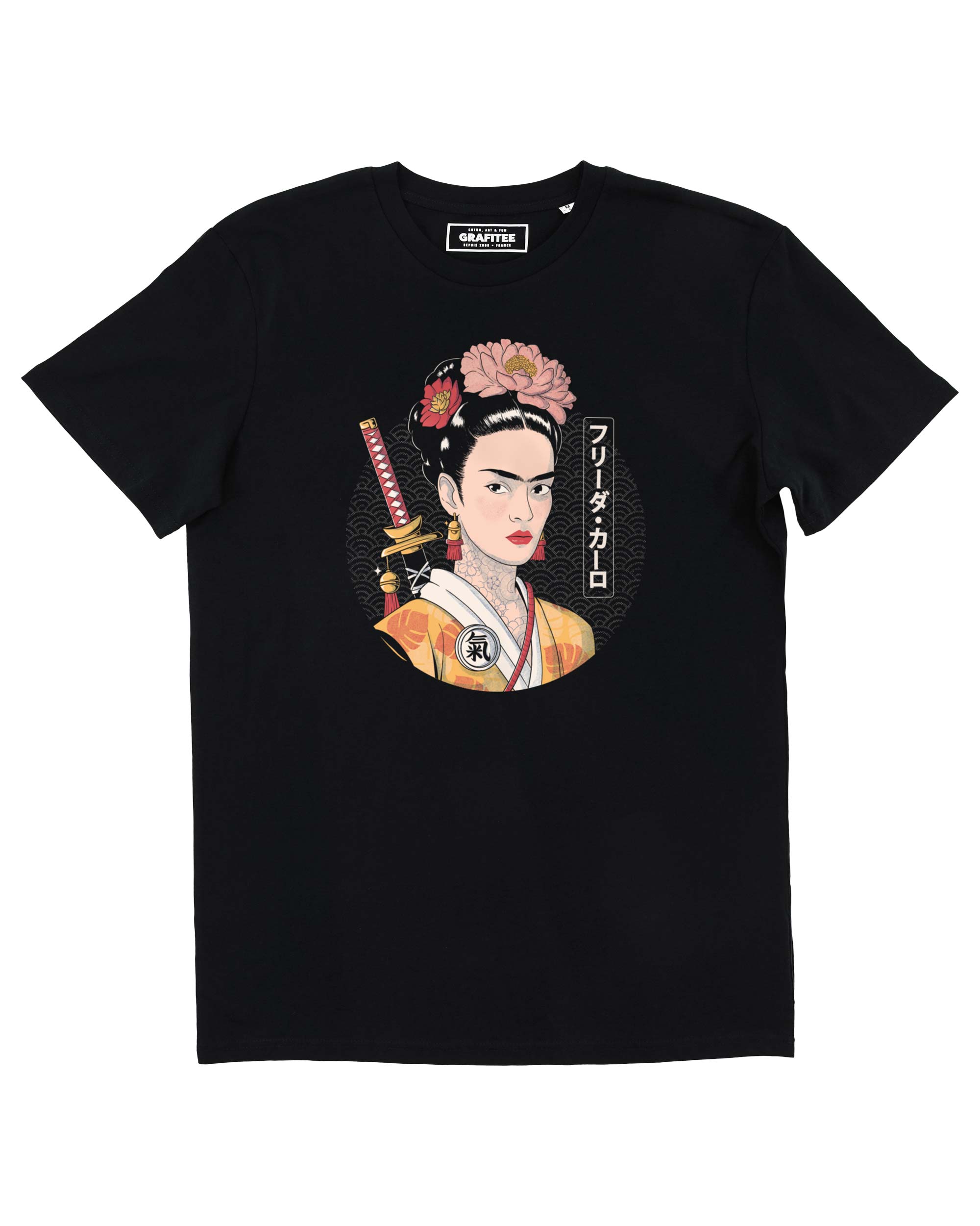 Zwart Frida Samourai T-shirt - Japanse paint mashup voor groothandel op Faire