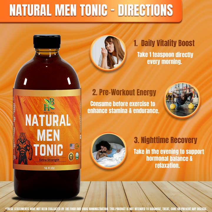 Herb To Body - Wholesale Oral Supplement/Vitamin - Men Tonic Extra Strength 16oz - Wellness Herbal Tonic Blend4