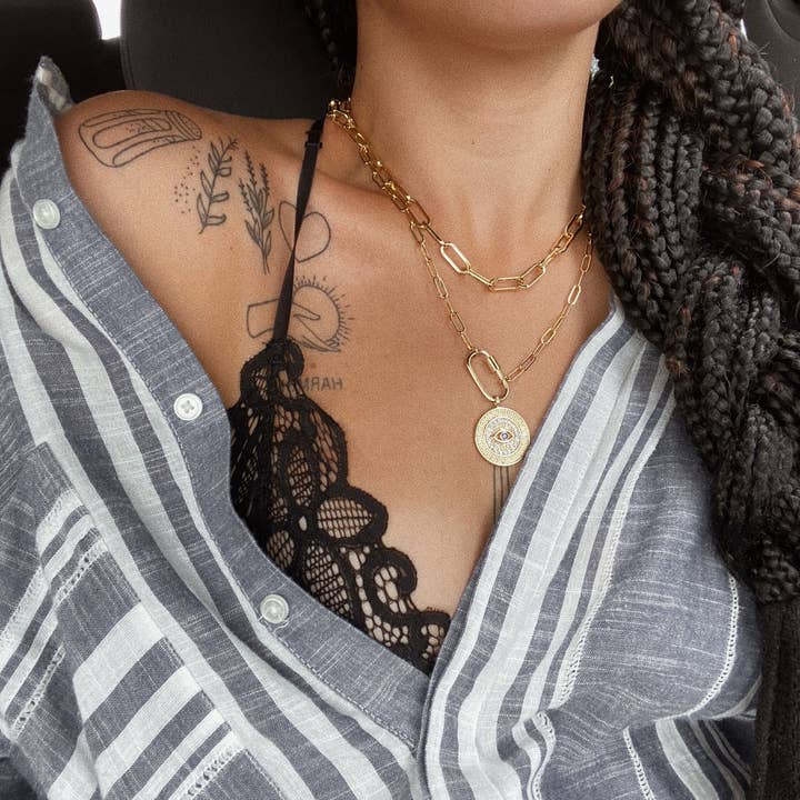 Creole Charm – Großhandel Gliederhalskette – Chunky Chunky Kette aus goldfarbenem Edelstahl (The Lux Chain), tarnfrei2