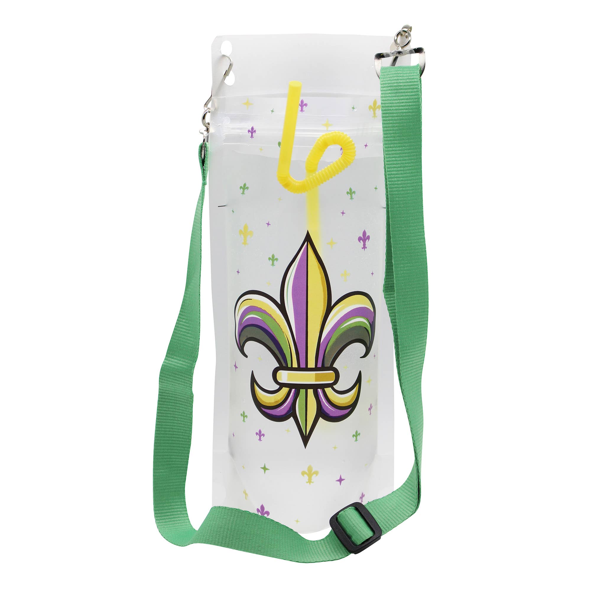 NeckSip – wholesale Party gift – FLEUR-DE-LIS Mardi Gras Wearable Drink Pouches (16oz | 2-pk)6