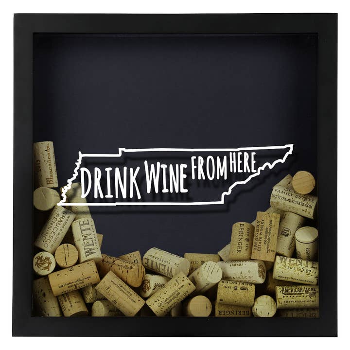 Torched Products - Wholesale Sign - Drink Wine From Here Beer Cap Shadow Box - Black32