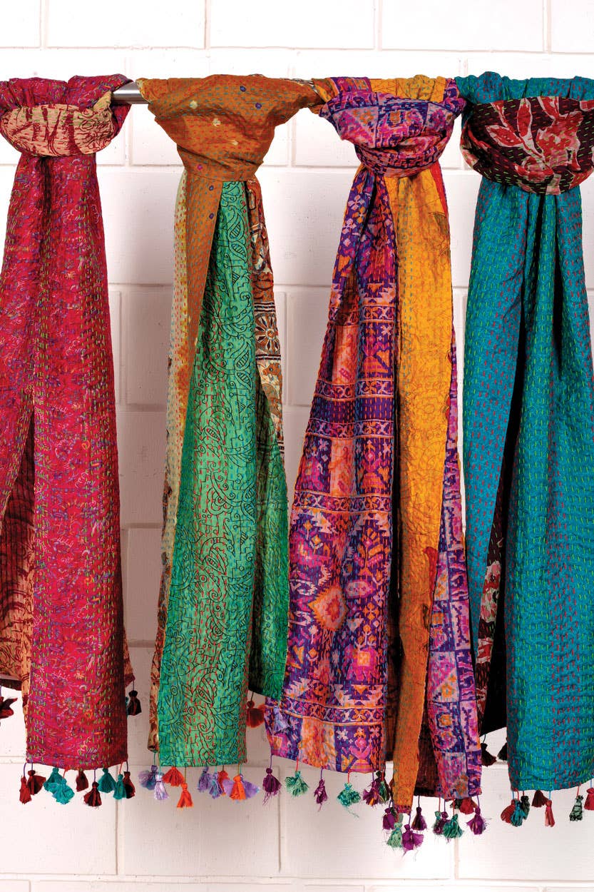 Sevya Handmade - Wholesale Scarf - Women's - Kantha Silk Sari Scarves9