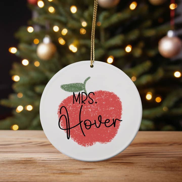 Apple Teacher Christmas Ornament for Teacher Christmas Gift for wholesale by The Game Day Family