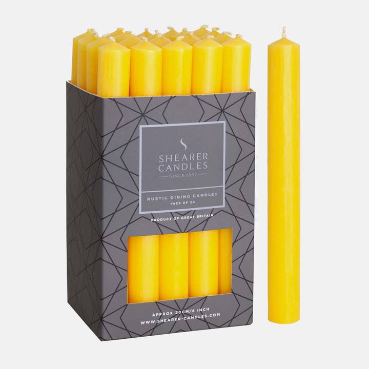 Shearer Candles - Wholesale Tapered Candle/Candlestick - Yellow 8 inch Dinner Candles x 200