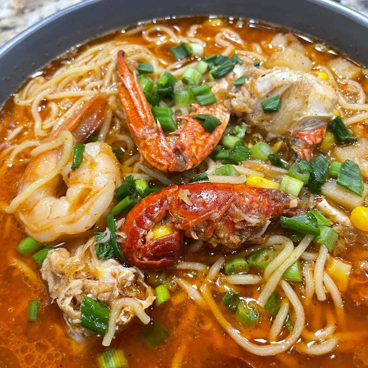 Crabby Bags Wholesale Shopping - Wholesale Soup - Seafood Boil Ramen Soup | Spicy Seafood Boil Soup - Crabby Bags Cajun Seafood Soup2